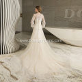 Custom Simple Puffy Long sleeve White Formal Bridal formal wedding dress